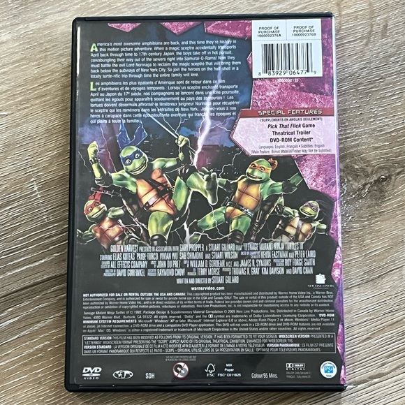 👻4/$20 Teenage Mutant Ninja Turtles III 3 Turtles in Time DVD Movie TMNT - Picture 3 of 4